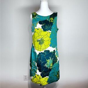 Ann Taylor Floral Sleeveless Dress - Blue and Yellow
